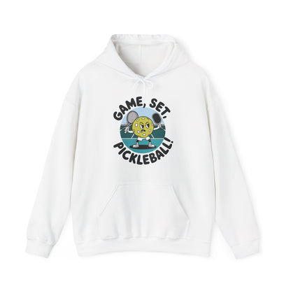 Men's Comfy Pickleball Hoodie - Game, Set, Pickleball White