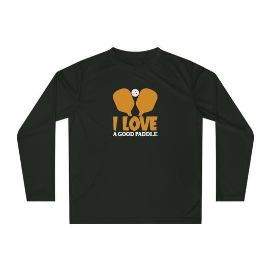 Men's Lightweight Pickleball Long Sleeves top - I Love a Good Paddle Black