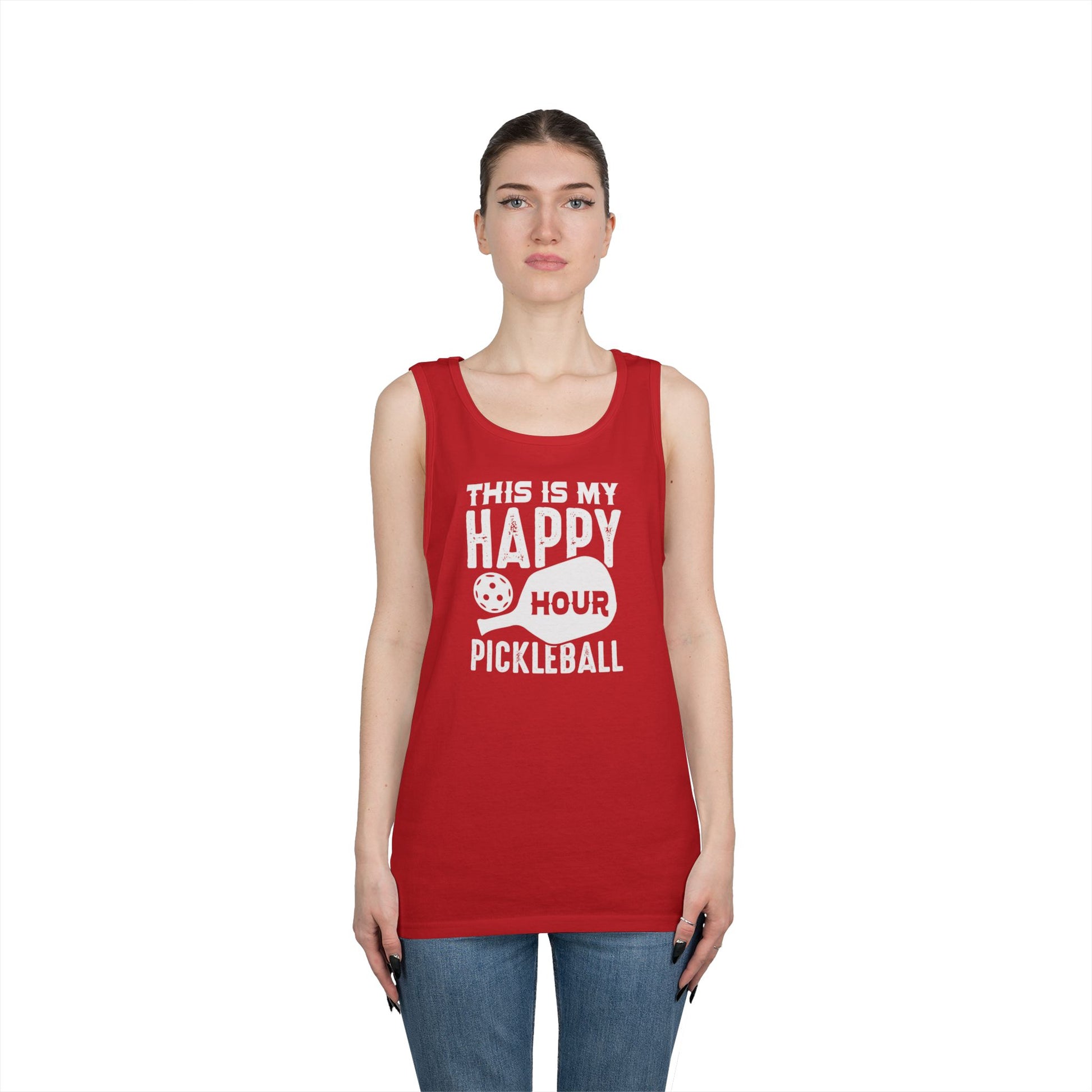 Women's Comfy Pickleball Tank Top - This Is My Happy Hour Pickleball