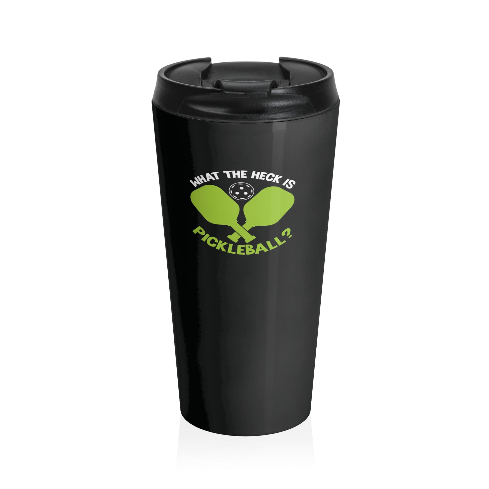 Pickleball Quirky Travel Mug - What the Heck Is Pickleball? Black