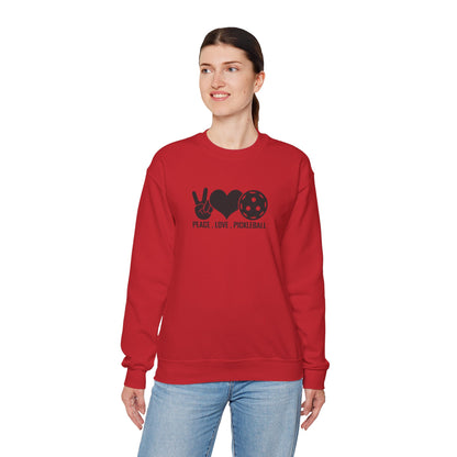 Women's Comfy Pickleball Sweatshirt - Peace, Love, Pickleball