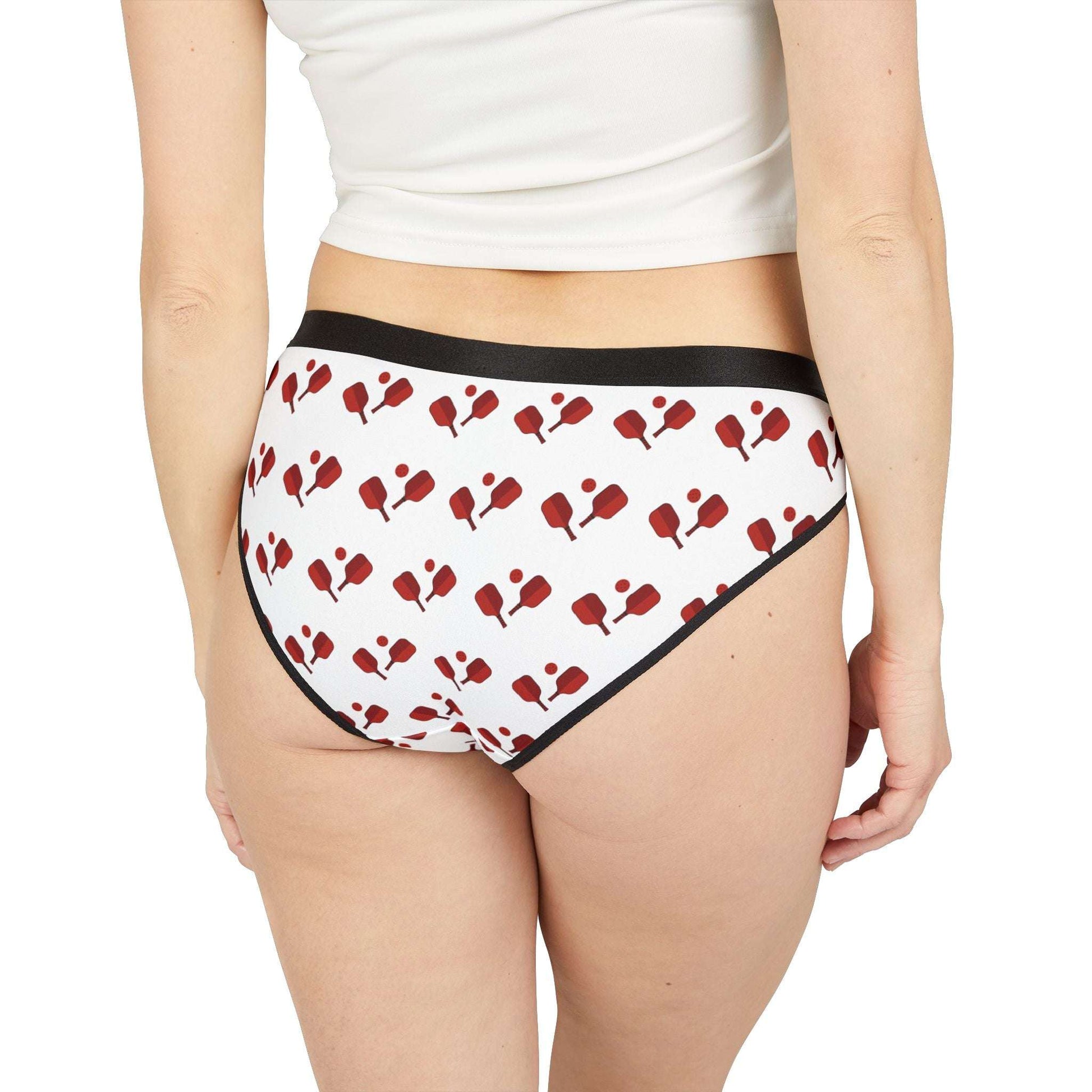 Women's Comfy Pickleball Brief - Red Paddles and Ball