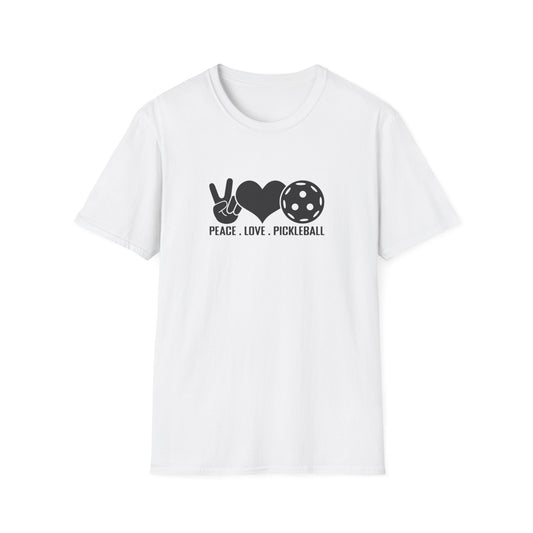 Men's Lightweight Pickleball T-shirt - Peace, Love, Pickleball White