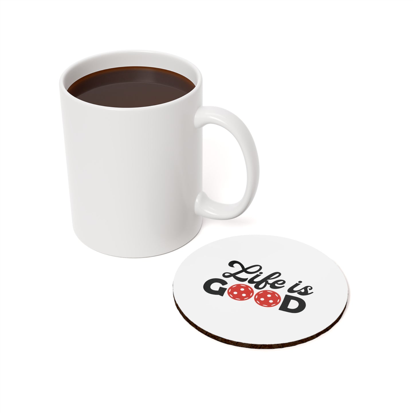 Pickleball Stylish Cork Coaster - Life is Good