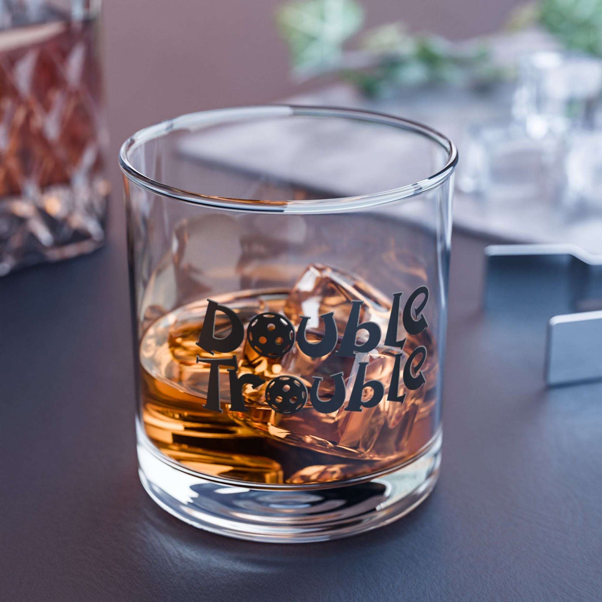 Pickleball Funny Rocks Glass - Double Trouble
