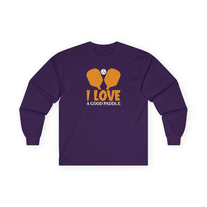 Men's Comfy Pickleball Long Sleeves top - I Love a Good Paddle Purple