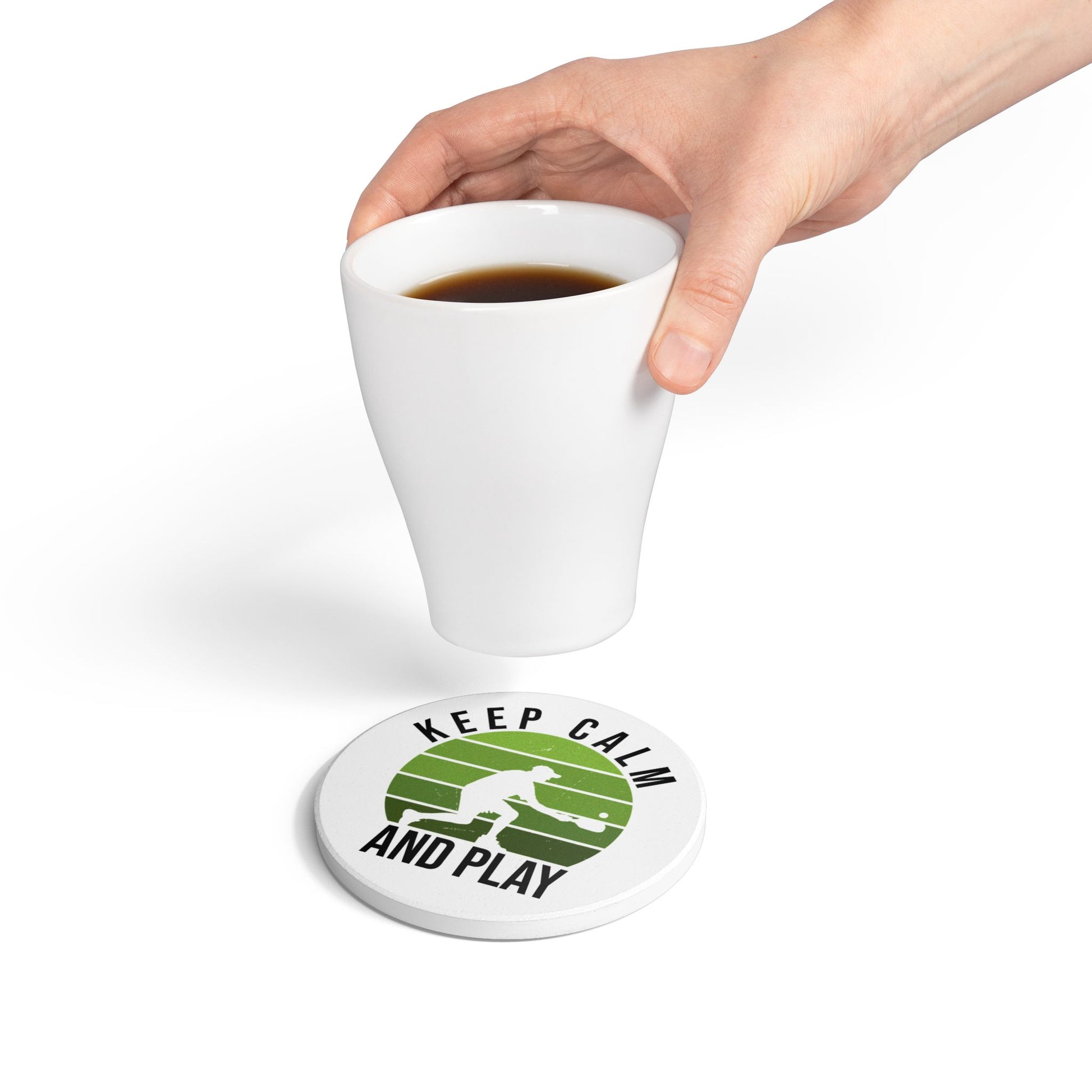 Pickleball Stylish Ceramic Coaster - Keep Calm and Play
