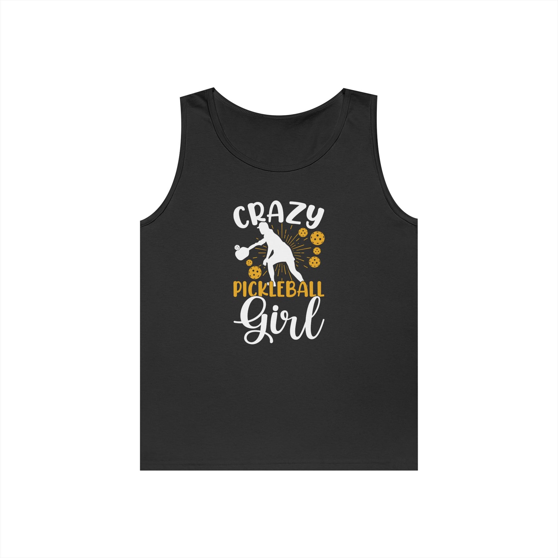Women's Stylish Pickleball Tank Top - Crazy Pickleball Girl Black