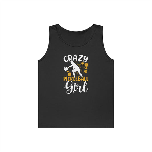 Women's Stylish Pickleball Tank Top - Crazy Pickleball Girl Black