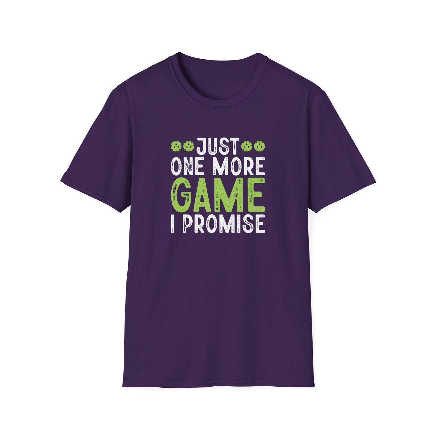 Men's Comfy Pickleball T-shirt - Just One More Game I Promise Purple