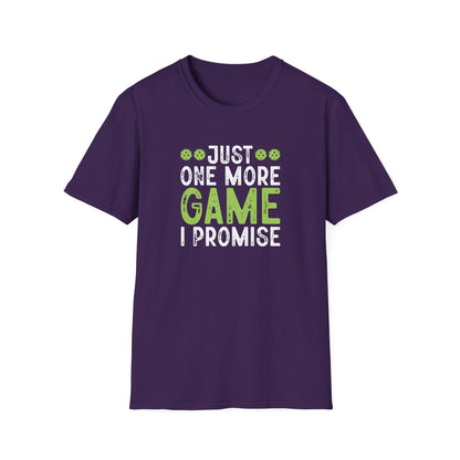 Men's Comfy Pickleball T-shirt - Just One More Game I Promise Purple