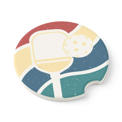 Pickleball Cool Car Coaster - Pickleball Logo Retro