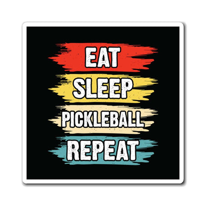 Pickleball Vibrant Magnet - Eat Sleep Pickleball Repeat Retro Black