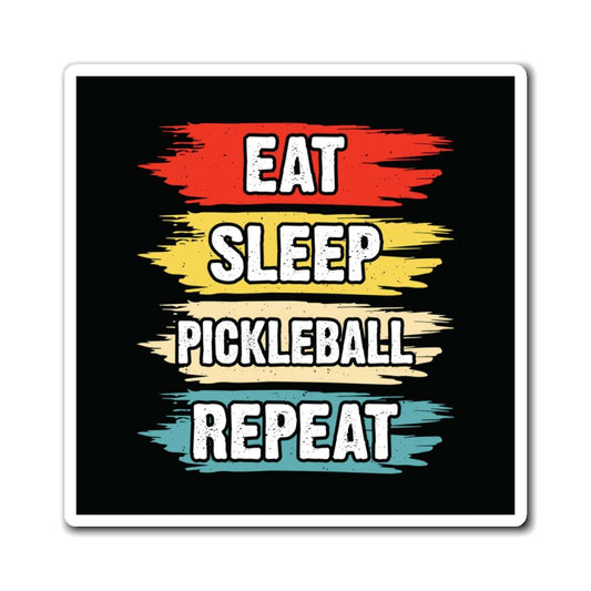 Pickleball Vibrant Magnet - Eat Sleep Pickleball Repeat Retro Black