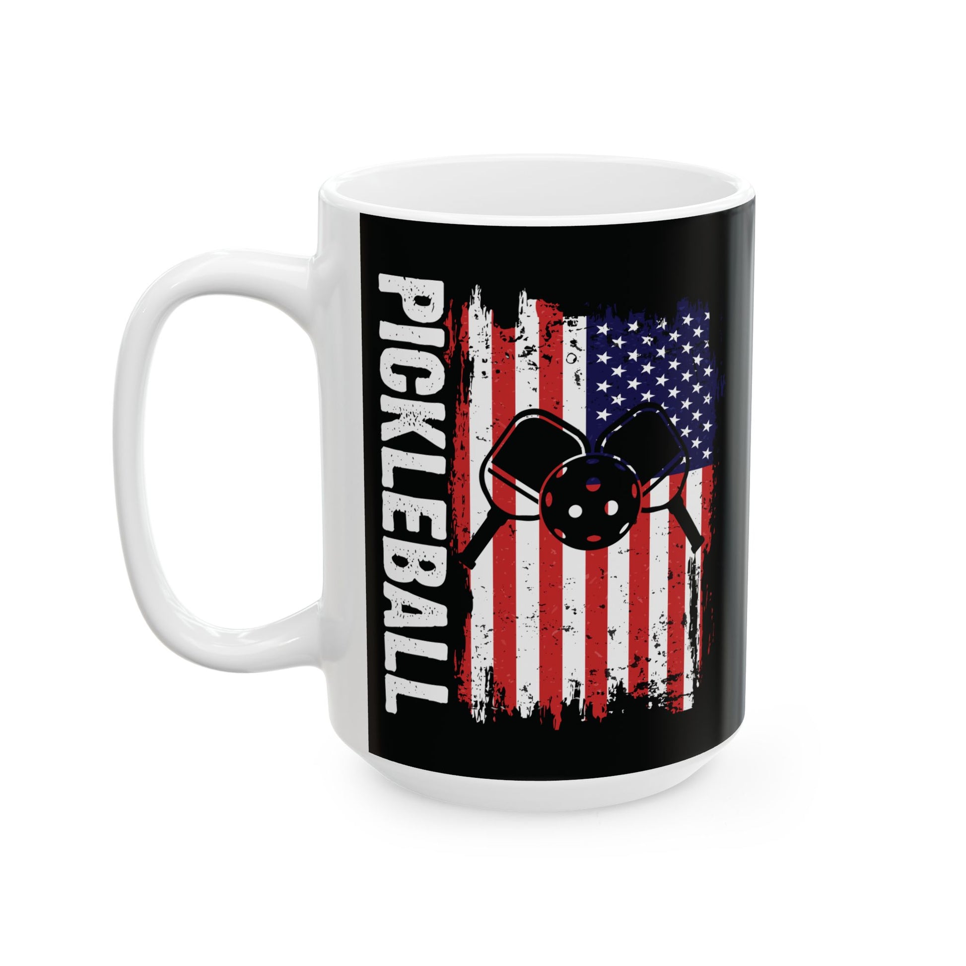 Pickleball Eye-Catching Mug - Pickleball with America Flag