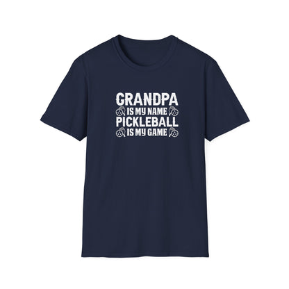 Men's Pickleball T-shirt - Grandpa Is My Name Pickleball Is My Game Navy