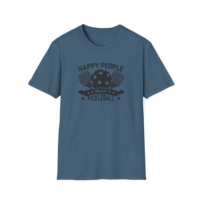 Men's Quirky Pickleball T-shirt - Happy People Play Pickleball Blue