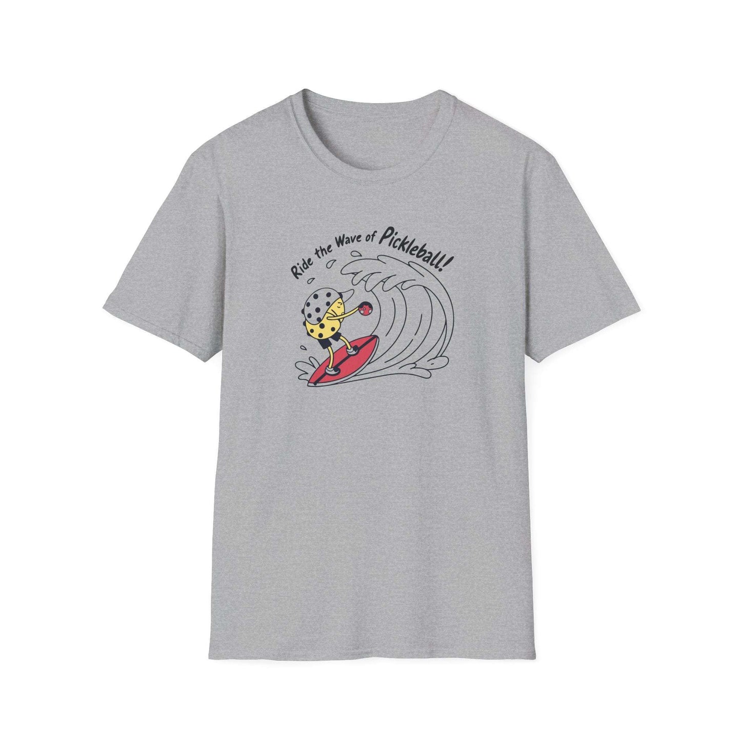 Men's Comfy Pickleball T-shirt - Ride the Wave of Pickleball Gray