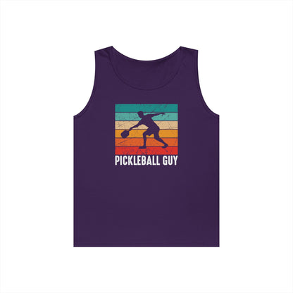 Men's Cool Pickleball Tank Top - Pickleball Guy Retro Purple