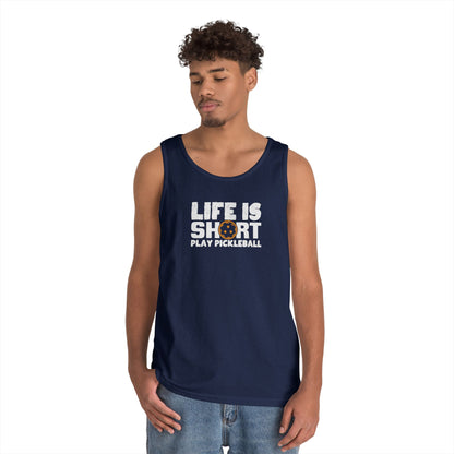 Men's Eye-Catching Pickleball Tank Top - Life Is Short Play Pickleball