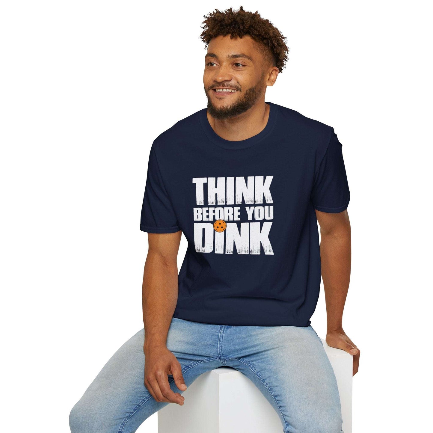 Men's Soft Pickleball T-shirt - Think Before You Dink
