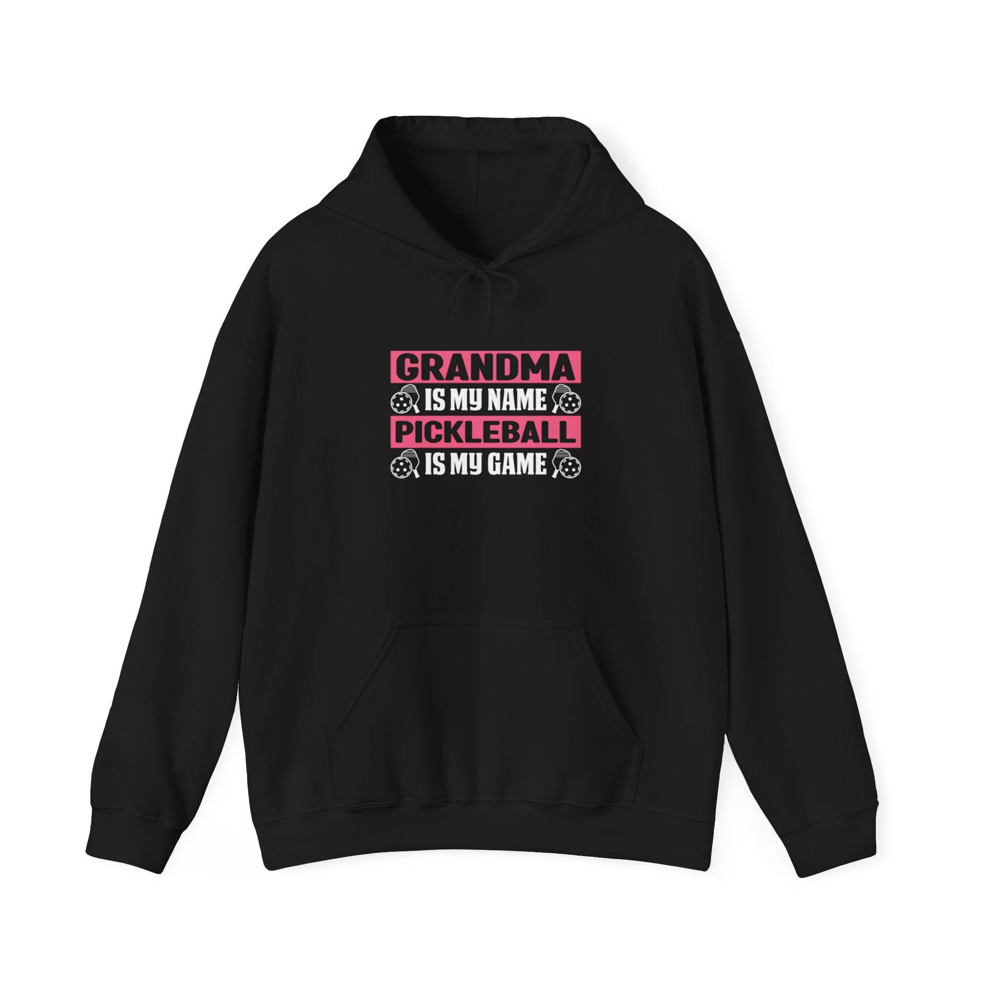 Women's Pickleball Hoodie - Grandma Is My Name Pickleball Is My Game Black