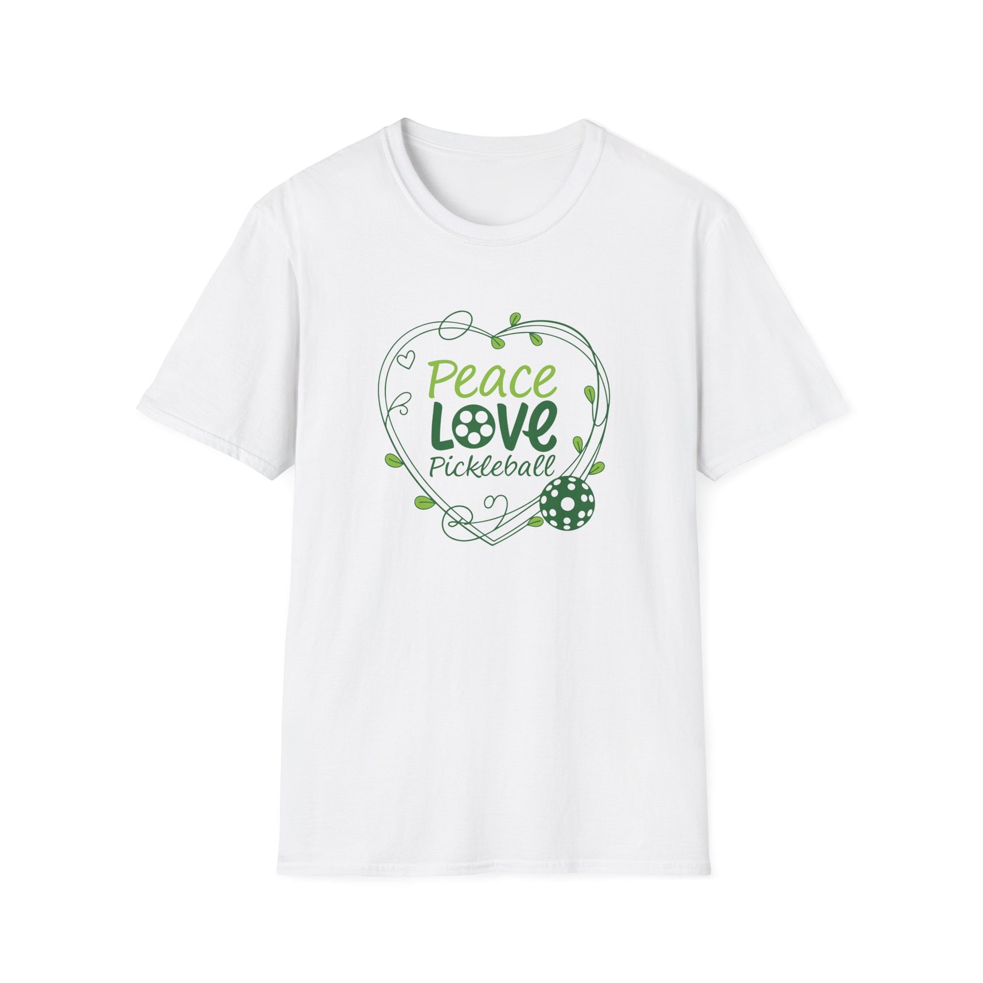 Women's Stylish Pickleball T-shirt - Peace Love Pickleball White