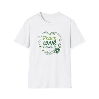 Women's Stylish Pickleball T-shirt - Peace Love Pickleball White