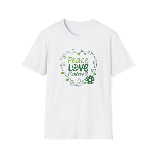 Women's Stylish Pickleball T-shirt - Peace Love Pickleball White