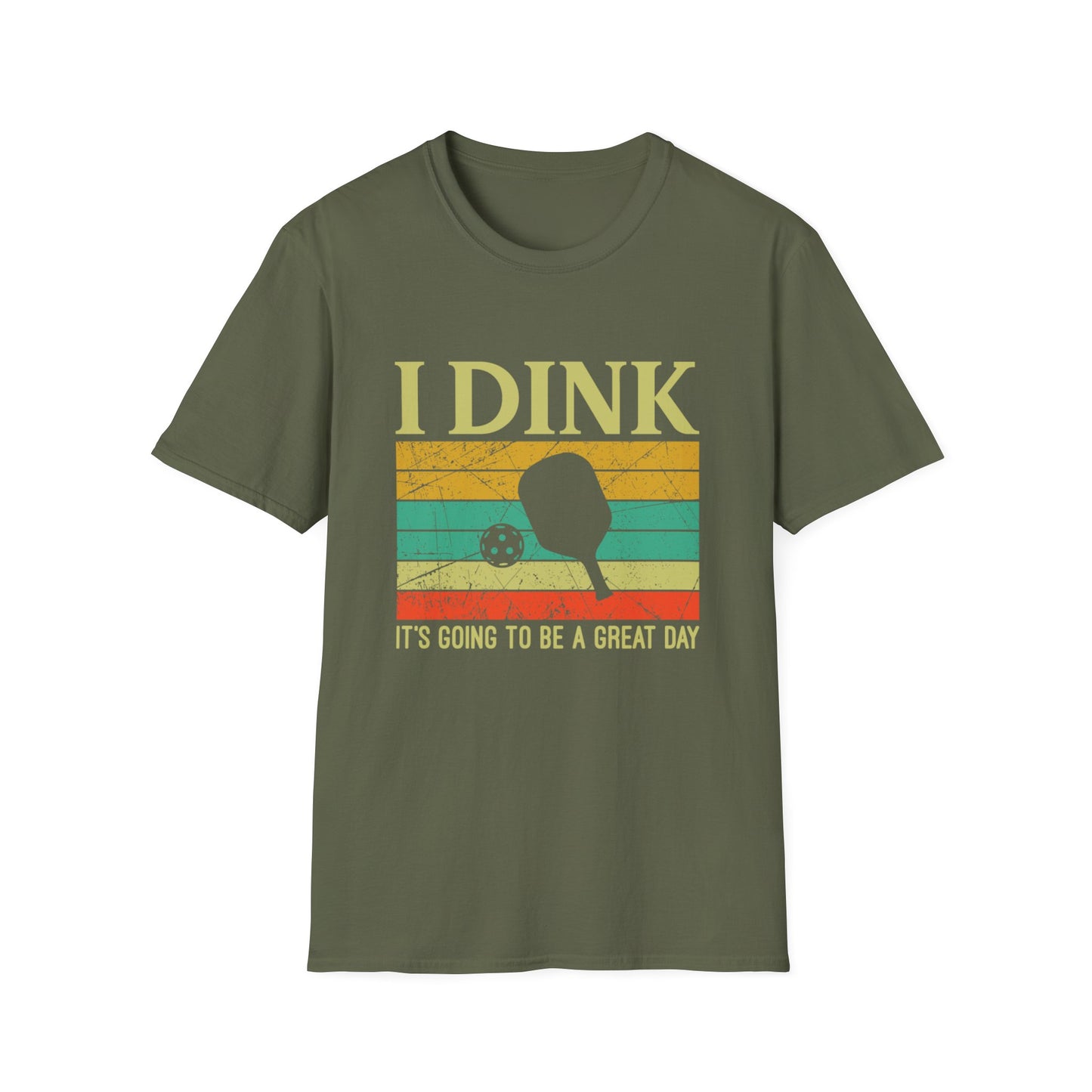 Men's Pickleball T-shirt - I Dink It's Going To Be a Good Day Retro Green