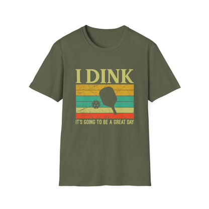 Men's Pickleball T-shirt - I Dink It's Going To Be a Good Day Retro Green