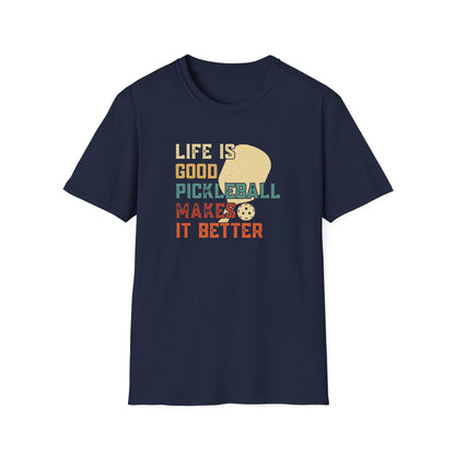 Men's Cool Pickleball T-shirt - Life Is Good Pickleball Make It Better Navy