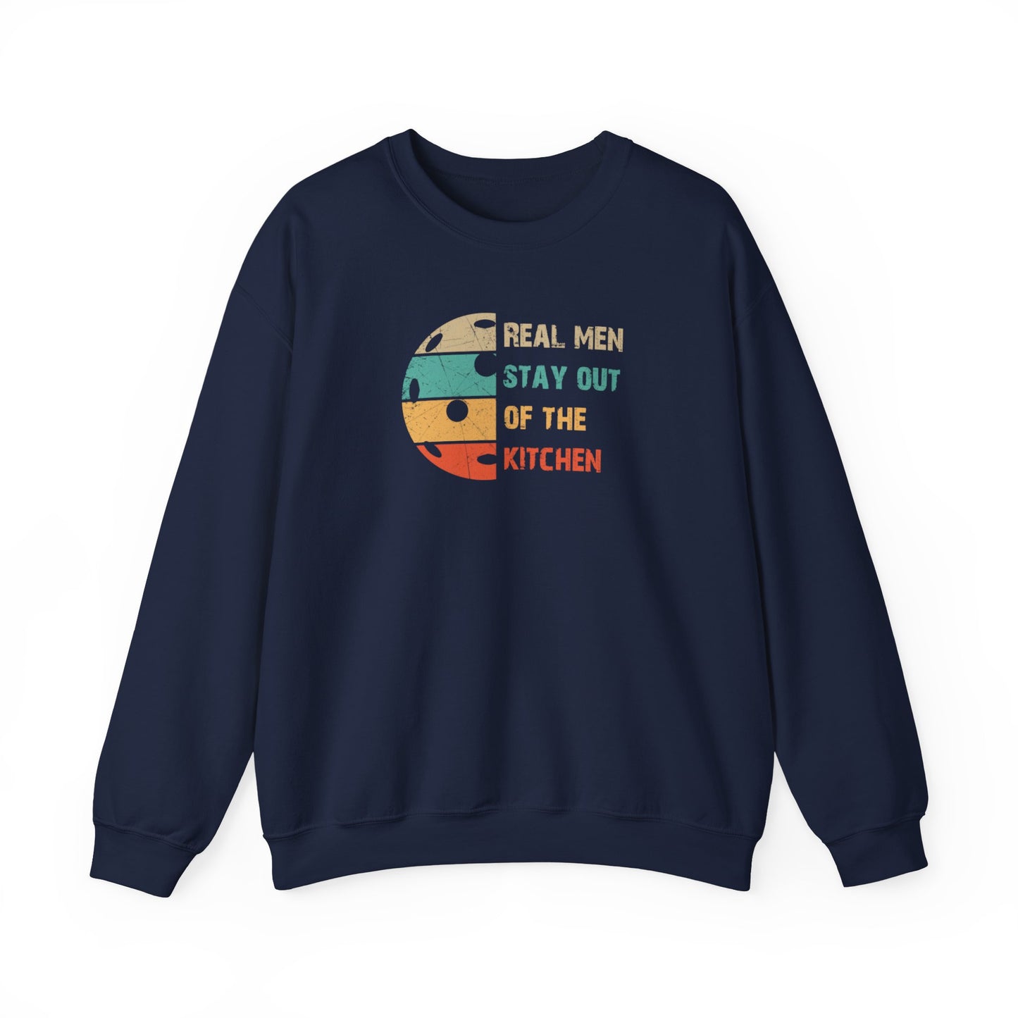 Men's Pickleball Sweatshirt - Real Men Stay Out of the Kitchen Retro Navy