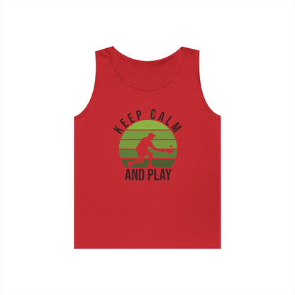Men's Funny Pickleball Tank Top - Keep Calm And Play Red