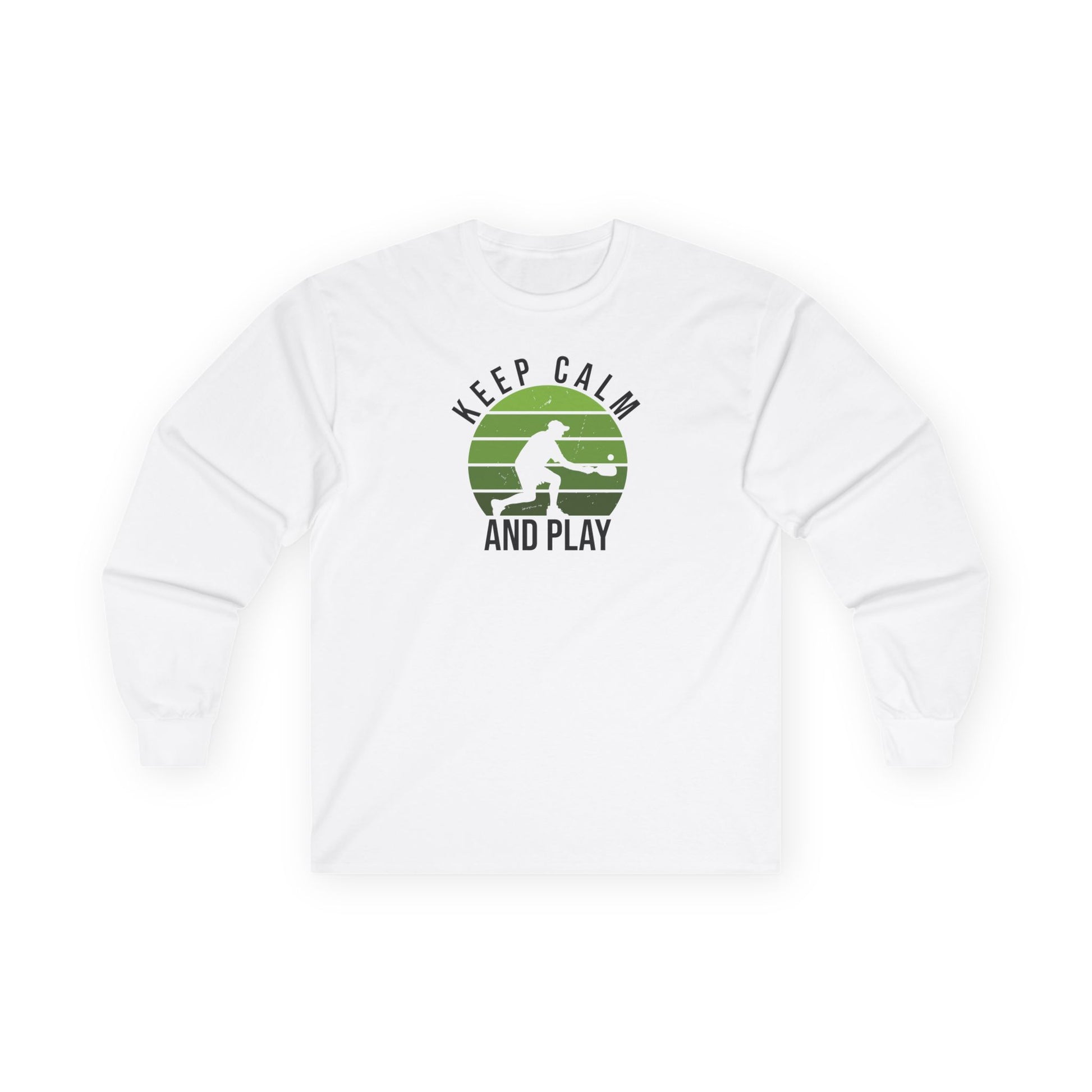 Men's Soft Pickleball Long Sleeves top - Keep Calm and Play White