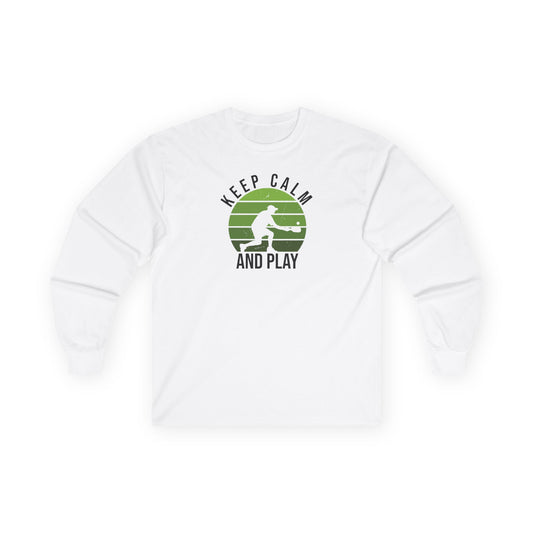 Men's Soft Pickleball Long Sleeves top - Keep Calm and Play White