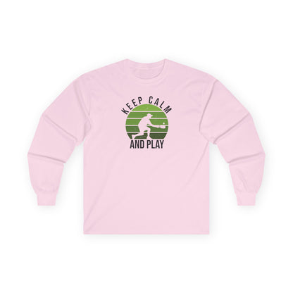 Women's Playful Pickleball Long Sleeves top - Keep Calm and Play Pink