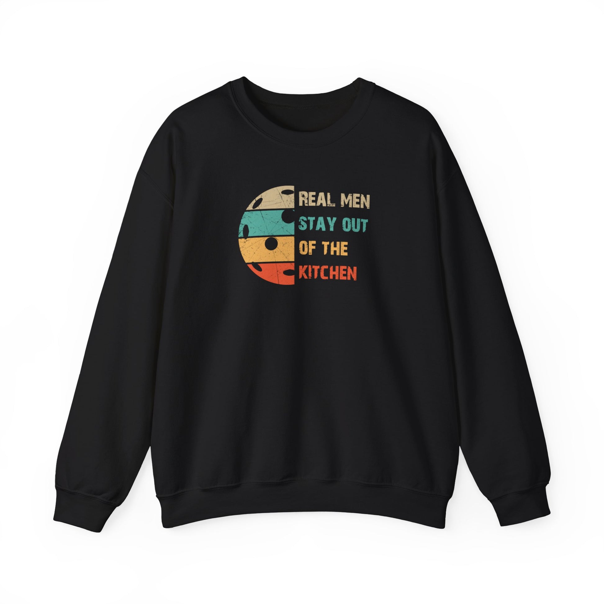 Men's Pickleball Sweatshirt - Real Men Stay Out of the Kitchen Retro Black