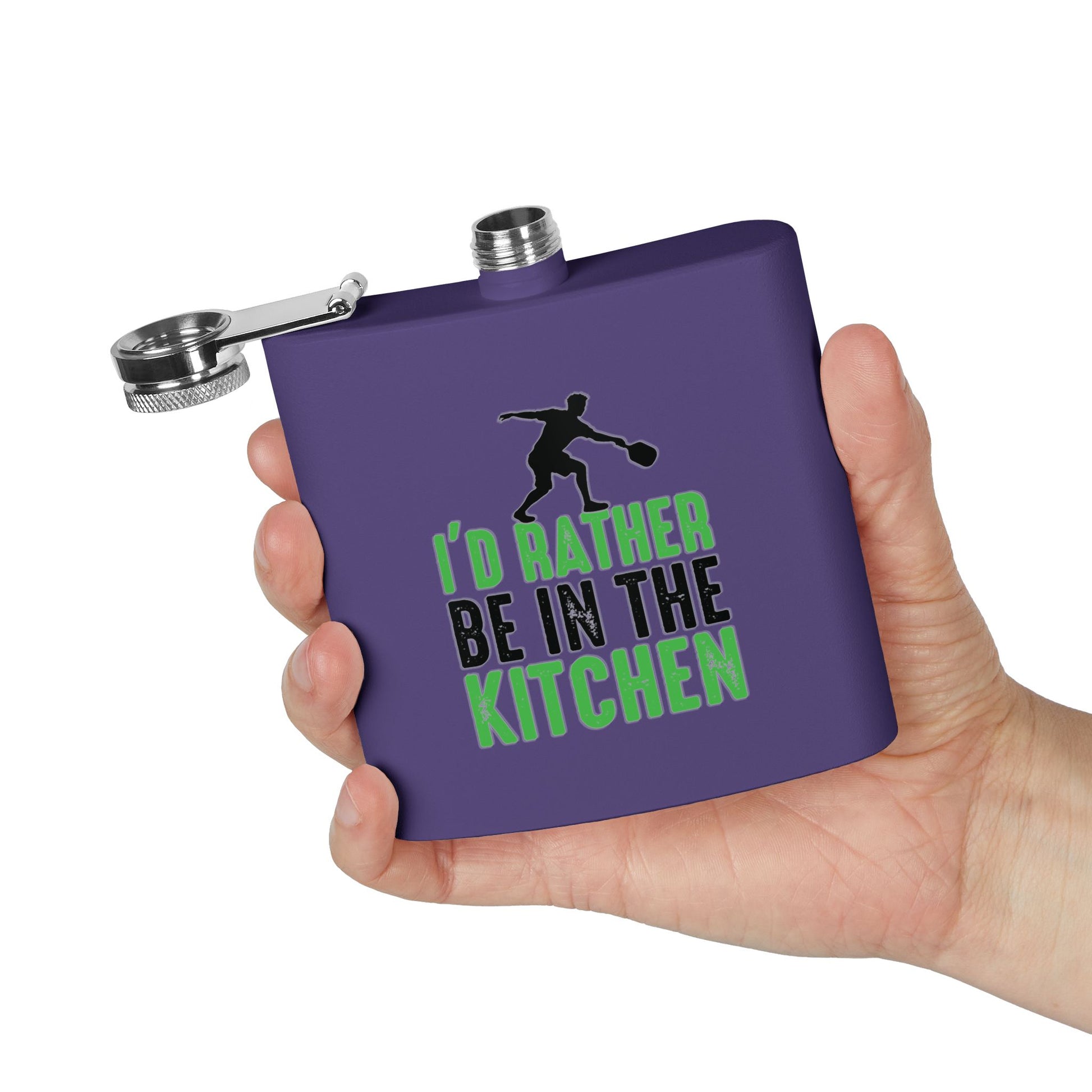 Pickleball Funny Flask - I'd Rather Be in the Kitchen