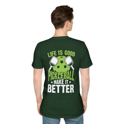 Men's Pickleball T-shirt - Life Is Good Pickleball Make It Better