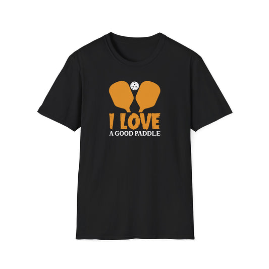 Men's Playful Pickleball T-shirt - I Love a Good Paddle Black