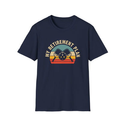 Men's Bold Pickleball T-shirt - My Retirement Plan Retro Navy