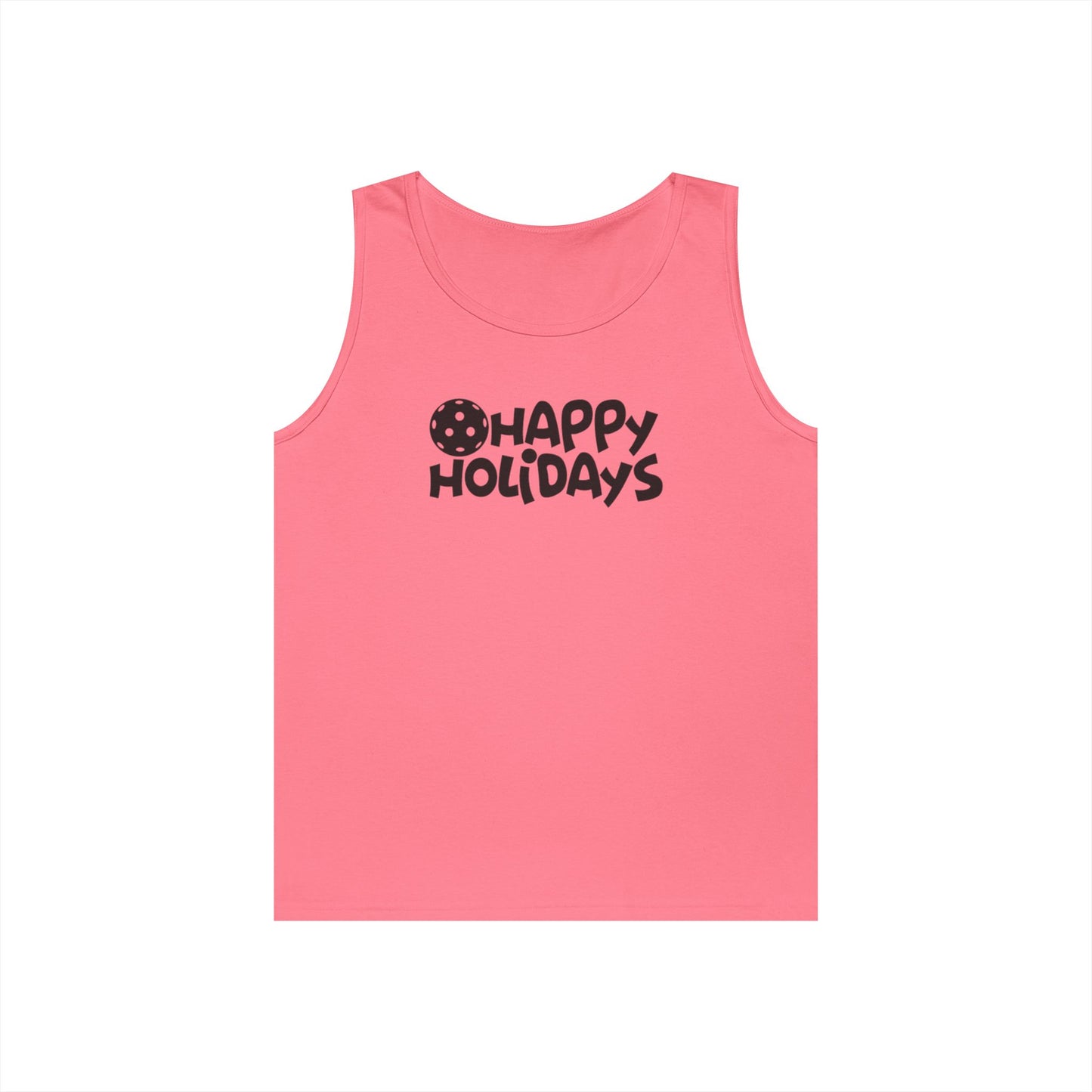 Women's Fun Pickleball Tank Top - Happy Holiday Pink