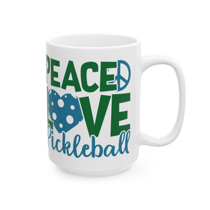 Pickleball Funny Mug - Peace, Love, Pickleball White