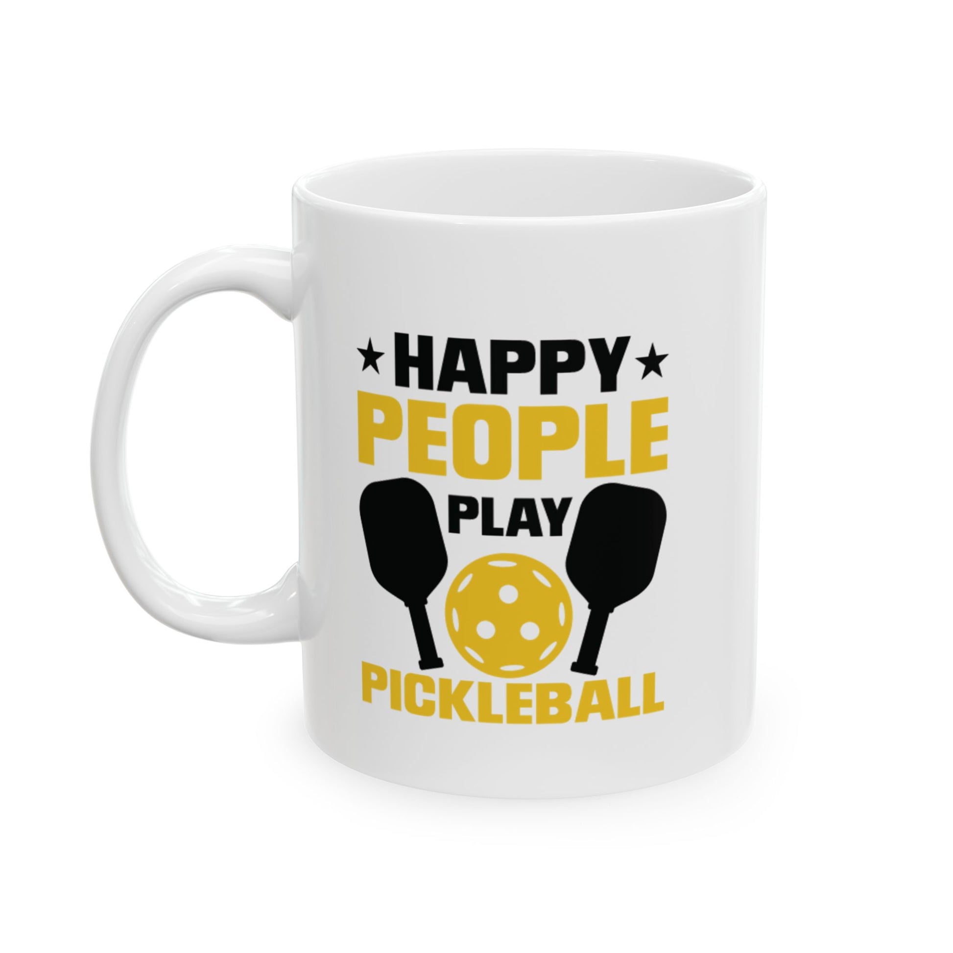 Funny Pickleball Mug Ceramic - Happy People Play Pickleball