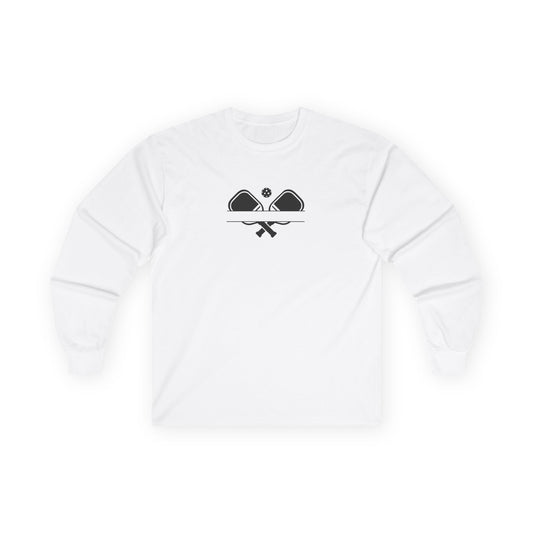 Men's Soft Pickleball Long Sleeves top - Double Paddles White