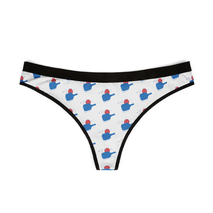 Women's Durable Pickleball Thong - Paddle and Ball White