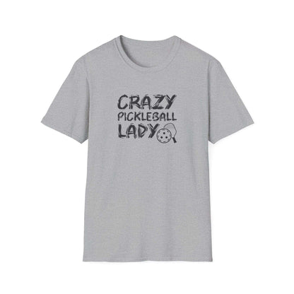 Women's Funny Pickleball T-shirt - Crazy Pickleball Lady Gray