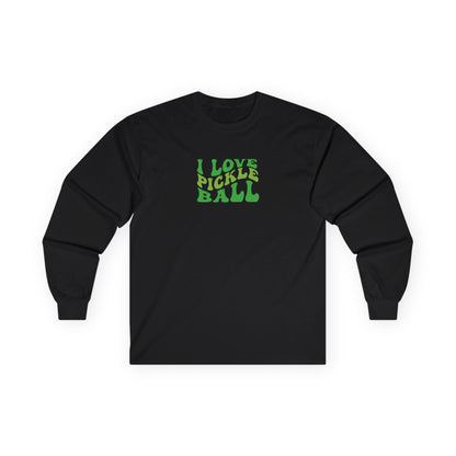 Women's Cute Pickleball Long Sleeves top - I Love Pickleball Black