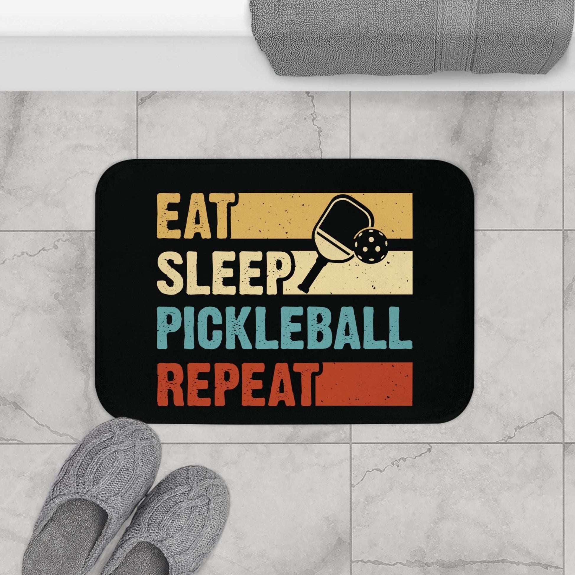 Pickleball Cool Bath mat - Eat Sleep Pickleball Repeat Retro